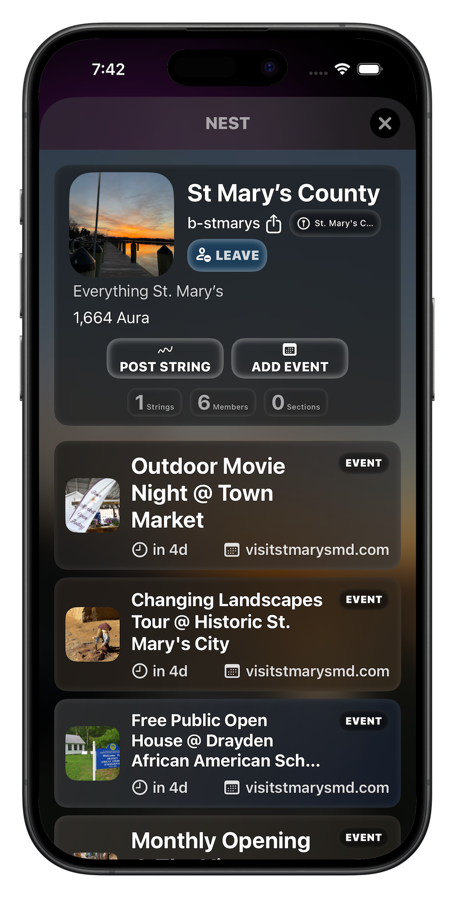 Local events in the St. Mary's County Nest on Branch